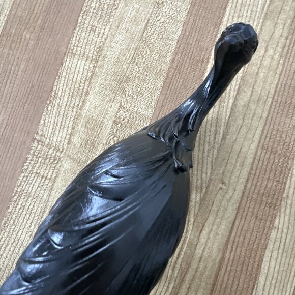 Black Peacock Peahen Bird Tall Vintage USA Hollywood Regency - Picture 13 of 16